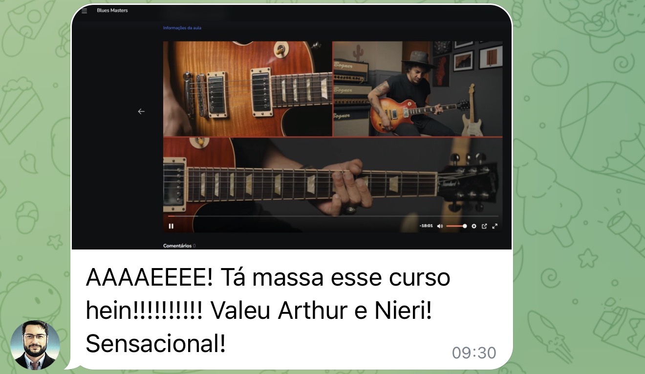 Print de depoimento de aluno do Blues Masters 4